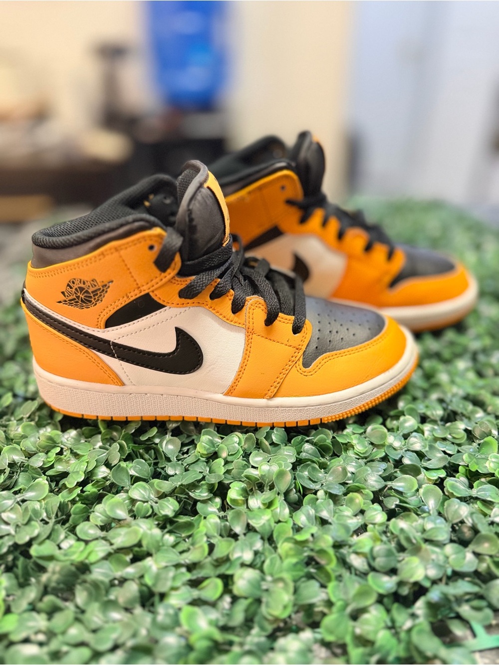 Nike Kids Orange Black White High-Top Sneakers